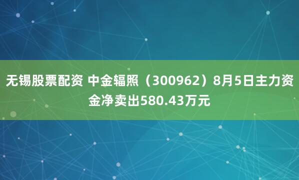 无锡股票配资 中金辐照（300962）8月5日主力资金净卖出580.43万元